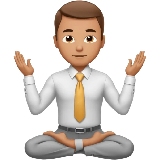 businessman in tie and dress shirt doing Warrior II yoga pose emoji