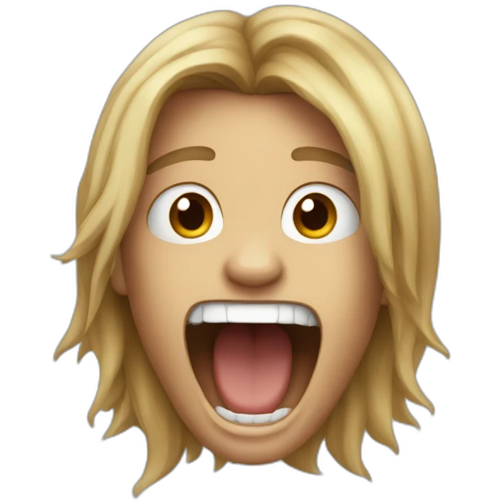 screaming boy with long hair brun emoji