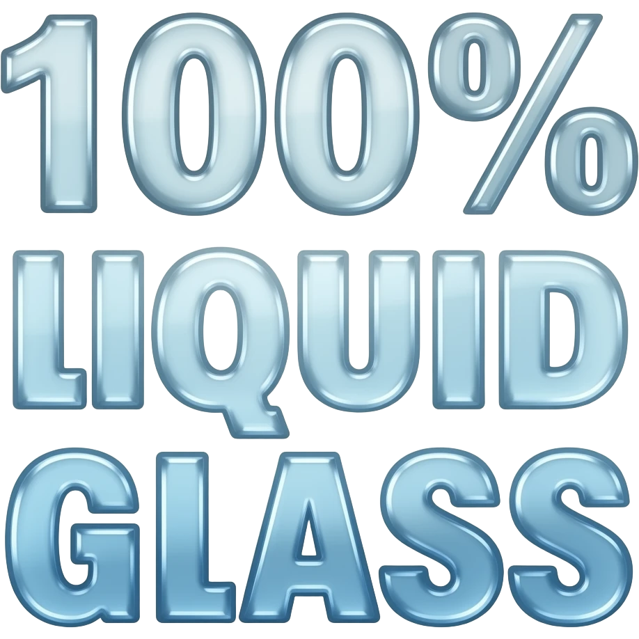 la scritta “100%” in stile liquid glass a colori emoji