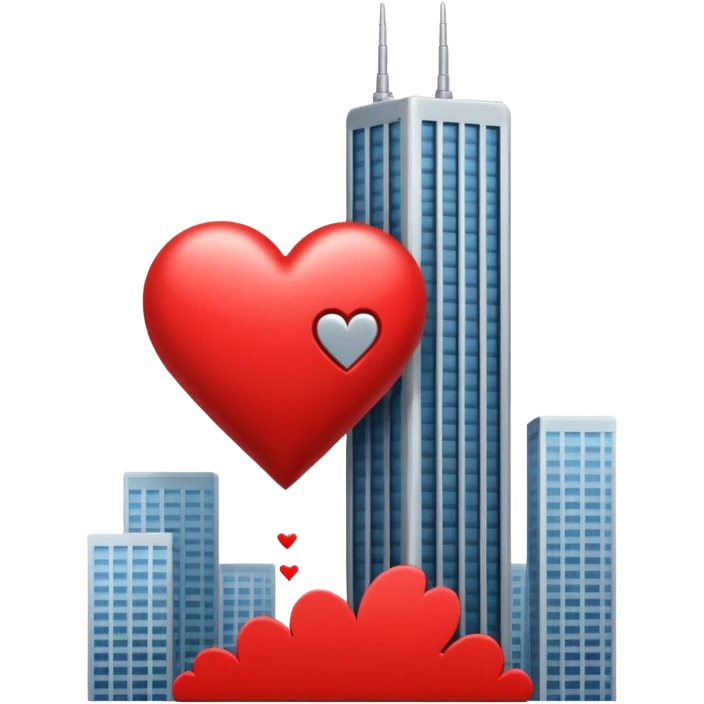 plane hitting skyscraper with heart emoji