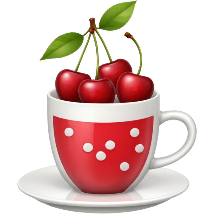 5pcs Fruit Cherry red on a cup. Fucos camera on the top of the cup emoji