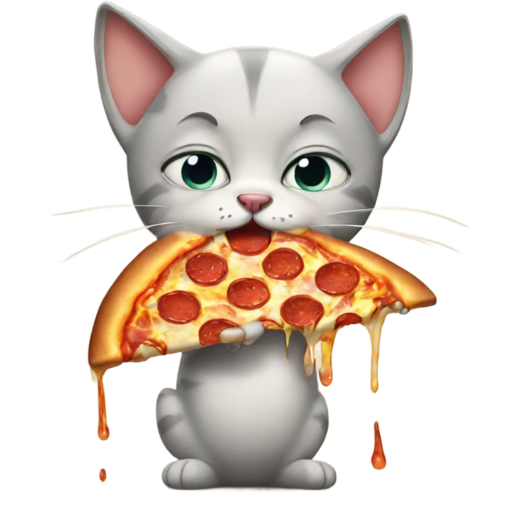 Crying cat with tears eating pizza emoji
