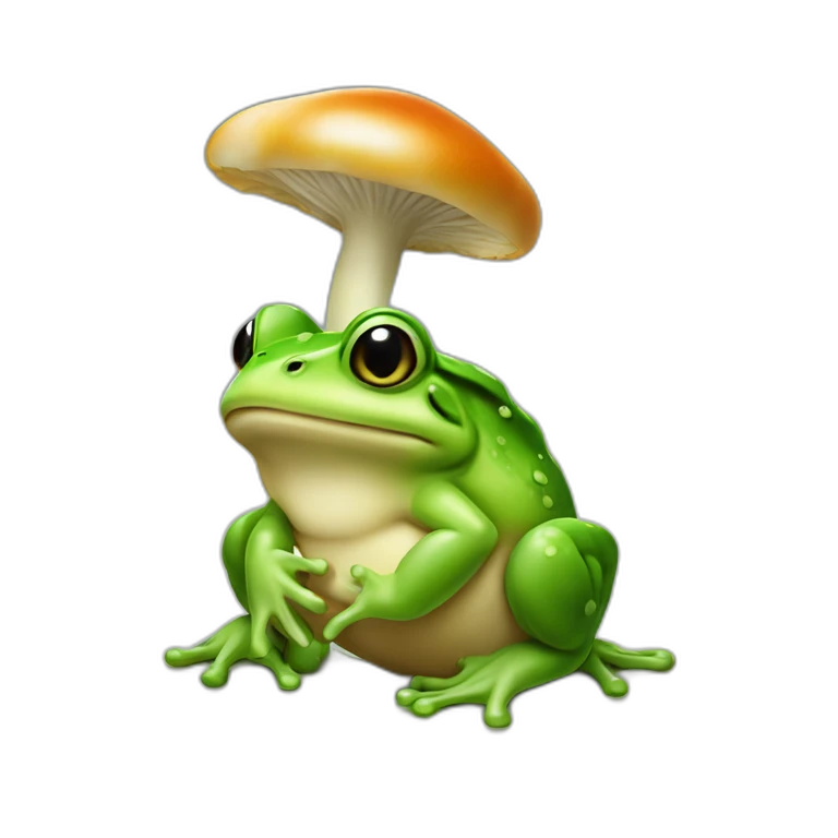 Grenouille avec un champignon sur la tête emoji