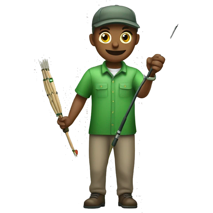 husband holding fishing rod with green fishing line hooked tuna emoji