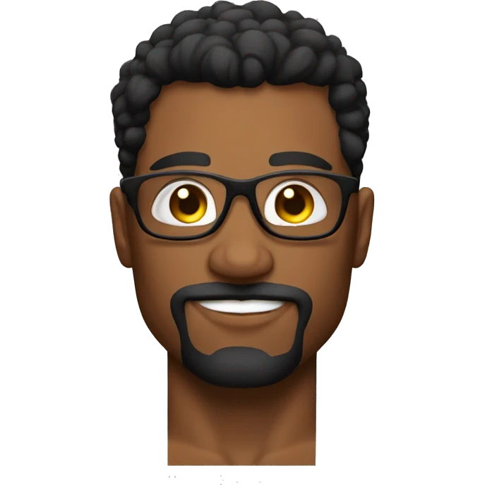 Bodybuilder pelo negro sin barba sin bigote cuerpo entero con gafas emoji