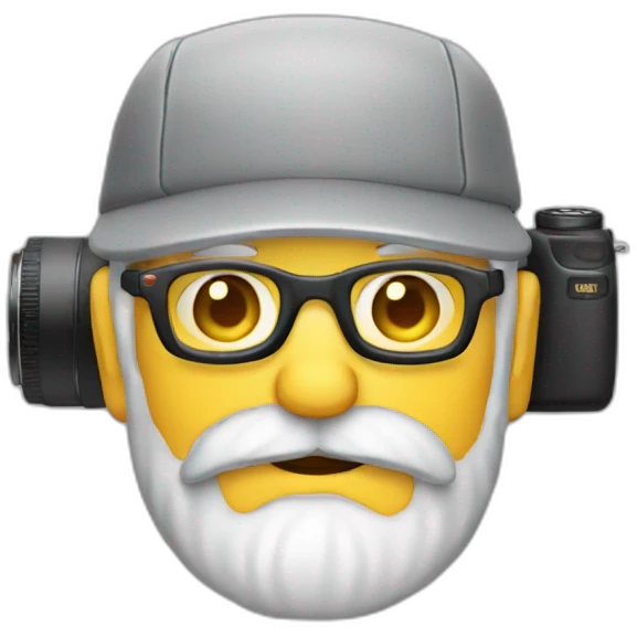 photographer old grey hair no-hat beard camera nature emoji