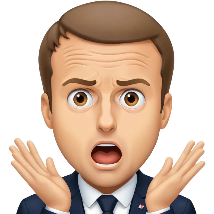 Emmanuel Macron in panic emoji