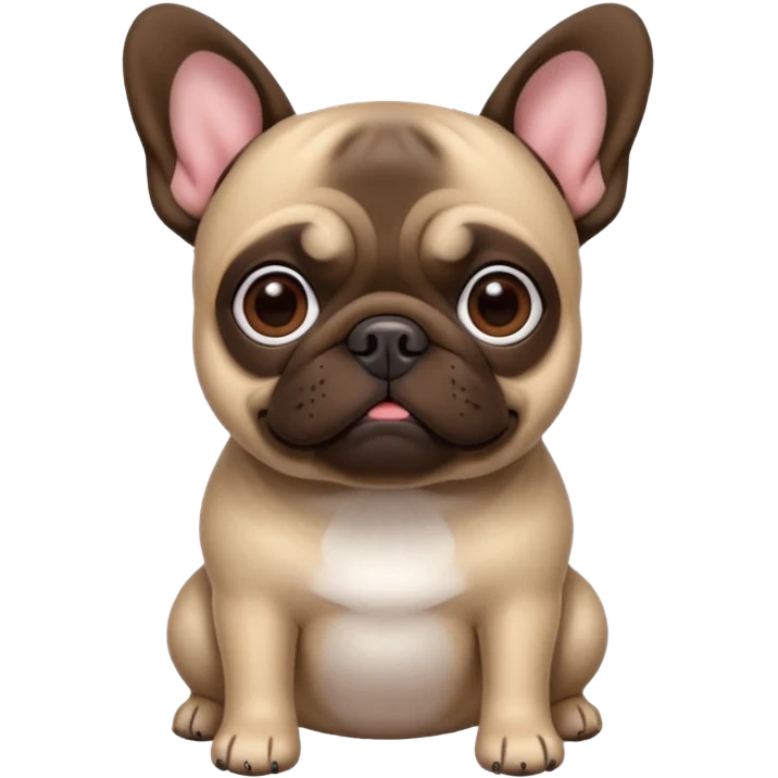 Dark Brown (pug crossed with french bulldog) dog I'd like a 3D emoji emoji