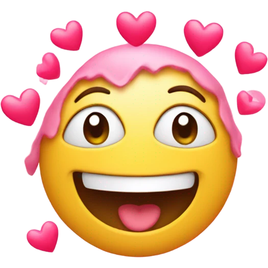 happy face with pink hearts around emoji