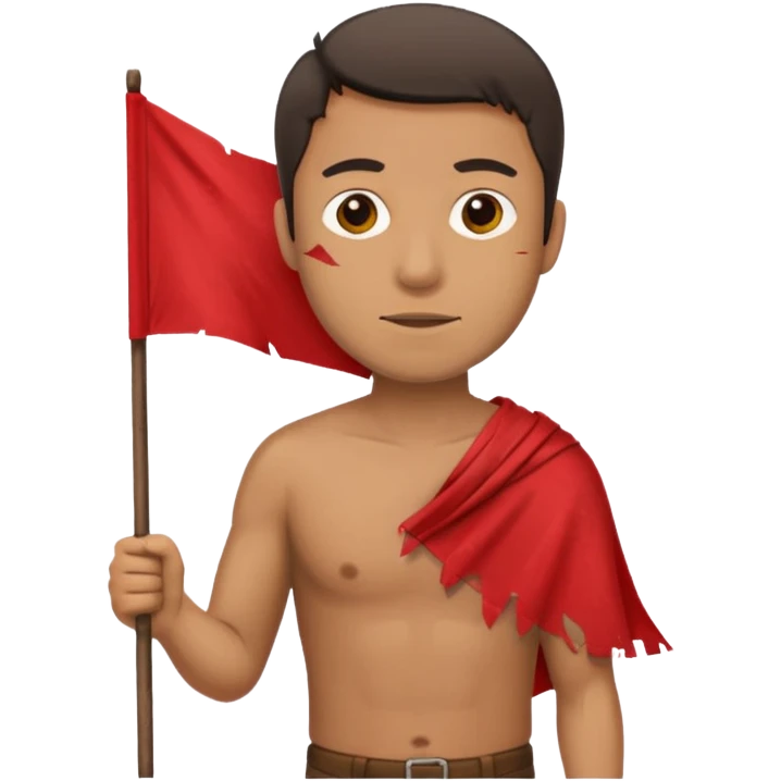 man holding a red flag emoji