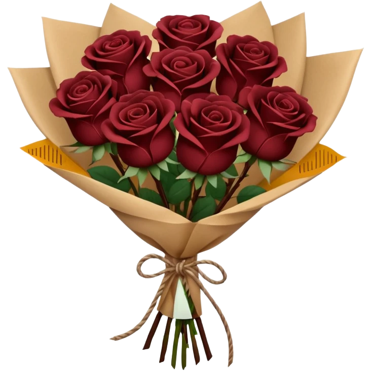 Bouquet of the darkest  brown roses in a paper package emoji