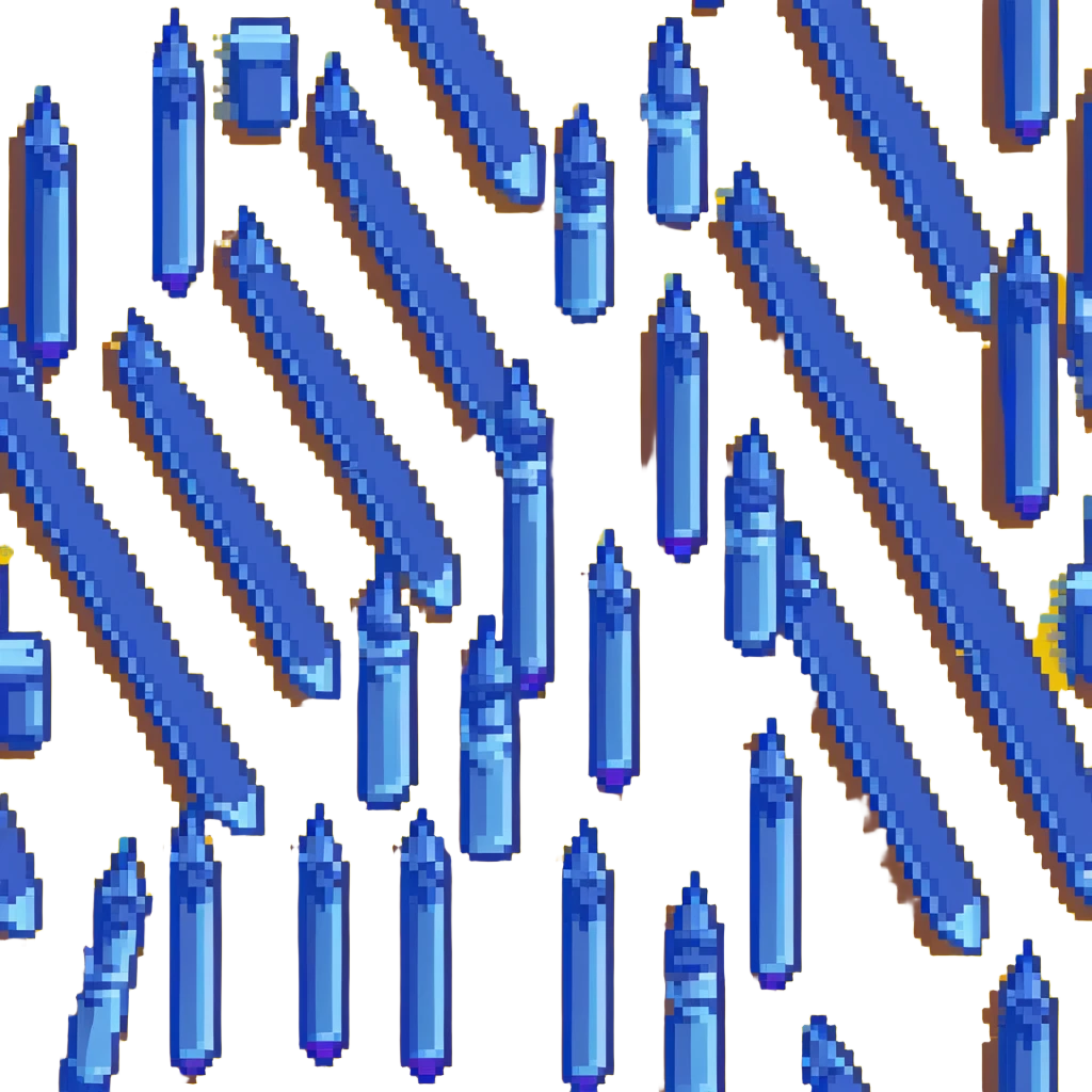 Eleven blue crayons arranged in various positions emoji
