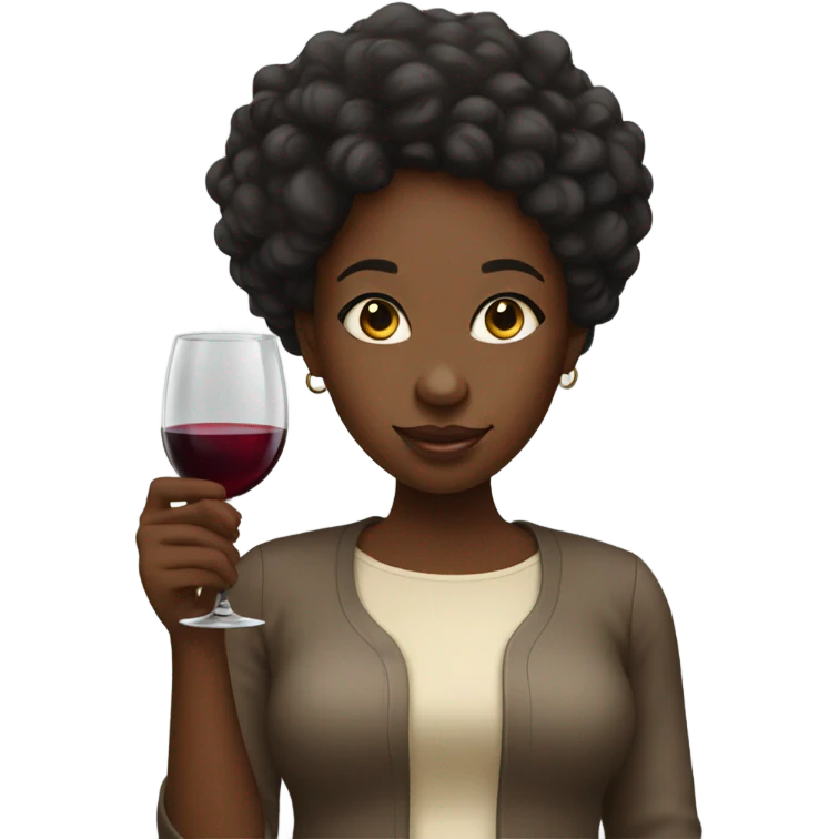 Black girl holding a glass of wine emoji