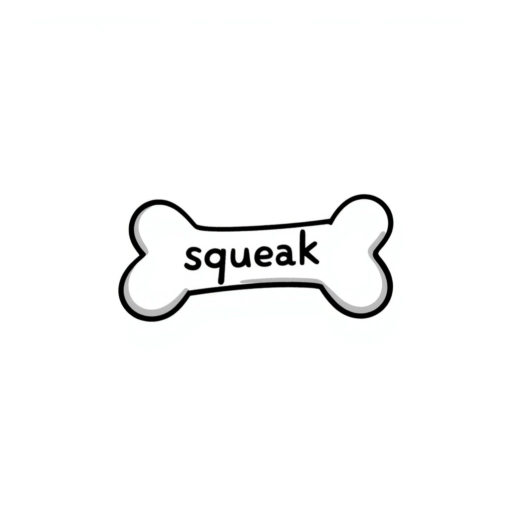 dog bone with the word 'squeak' emoji
