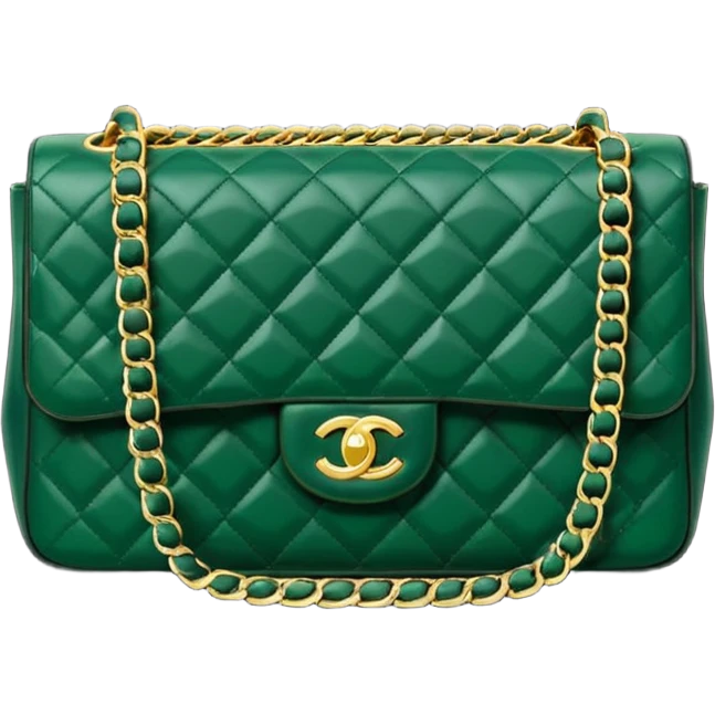 chanel dark green color bag emoji