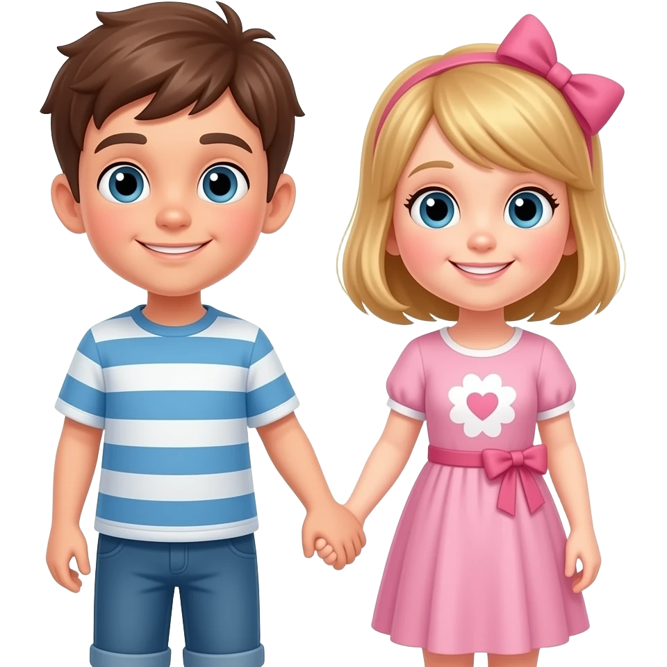 two boys one girl holding hands emoji