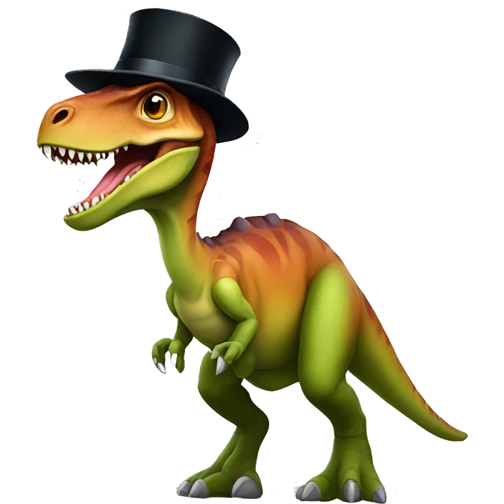 Dinosaur with top hat emoji