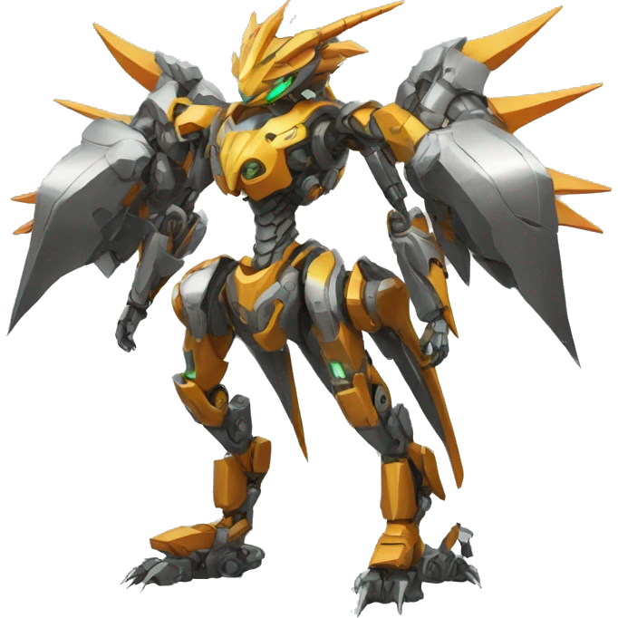 a futuristic mechanical spiky Medabot-Dragon full body emoji