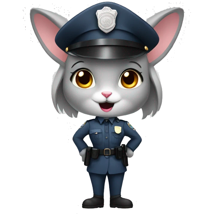 grey girl rabbit police sergeant emoji