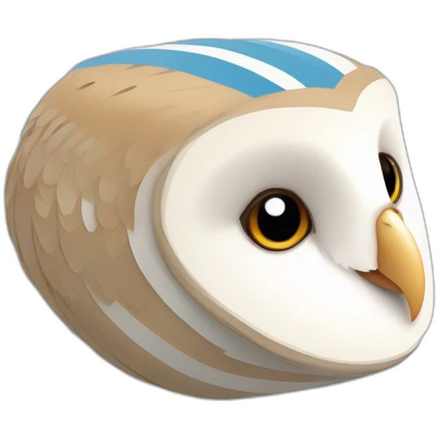 Barn Owl with bright blue and white stripes emoji