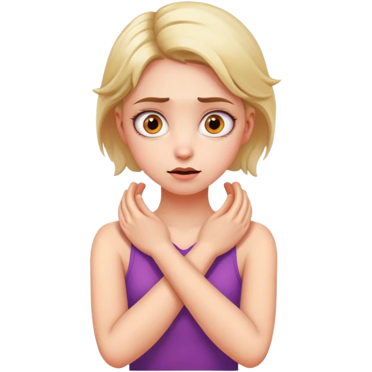 girl arms crossed holding neck crazy eyes emoji