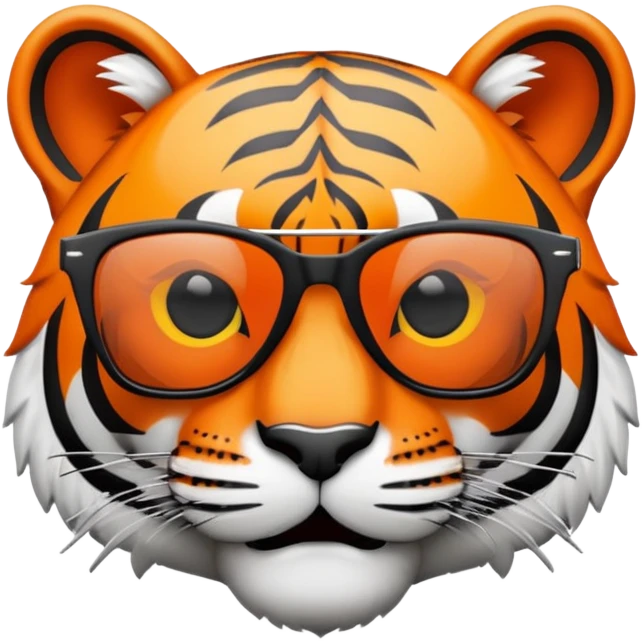 tiger face with dark lens wayfarer sunglasses, cool expression emoji