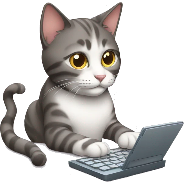 Cat typing on phone emoji
