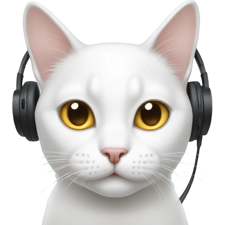 white cat using earphone emoji