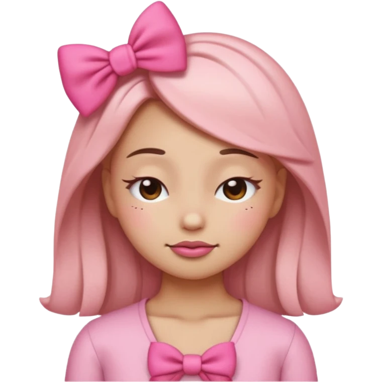 sassy girly emoji with pink bow, closed eyes, confident smirk



 emoji