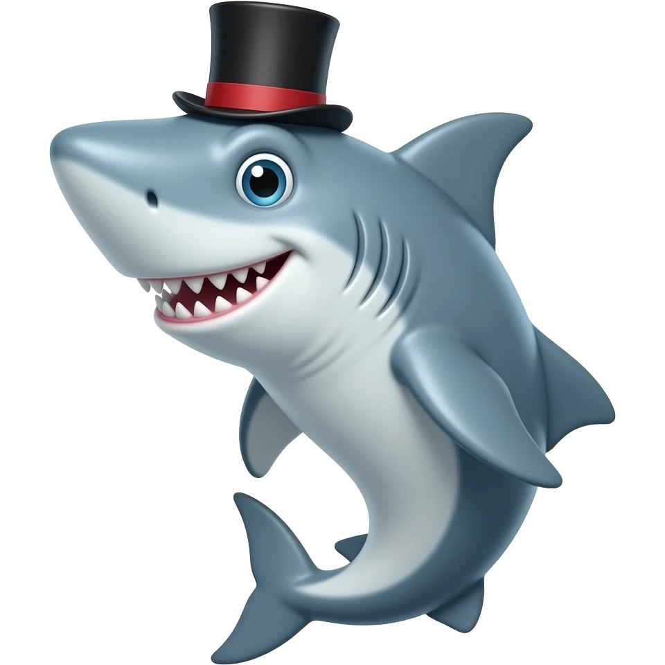 Shark with a top hat emoji