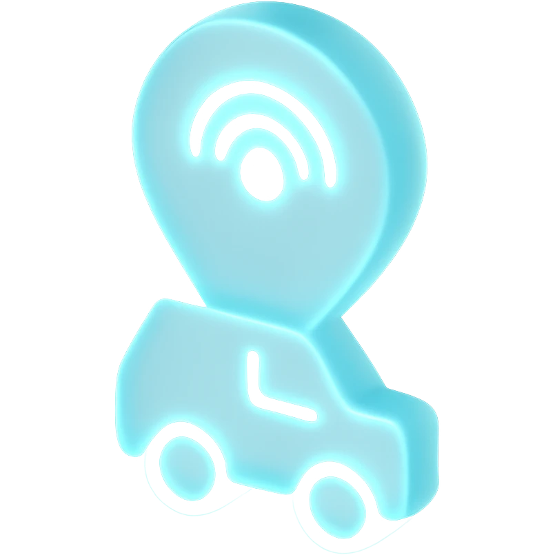 Gps vehicale tracking in light neon blue emoji
