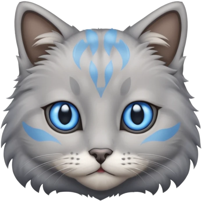 a gray cat with blue eyes on its forehead emoji