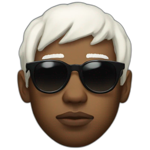 tyler the creator with a short white wig and dark sunglasses looking looking annoyed side view emoji
