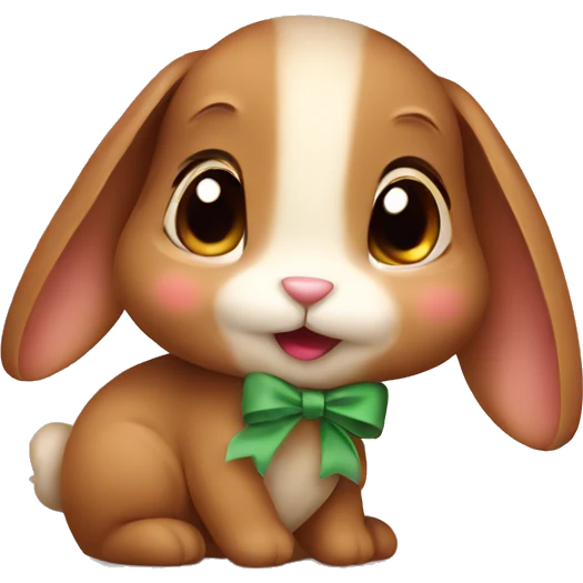 cute brown bunny with bow  emoji