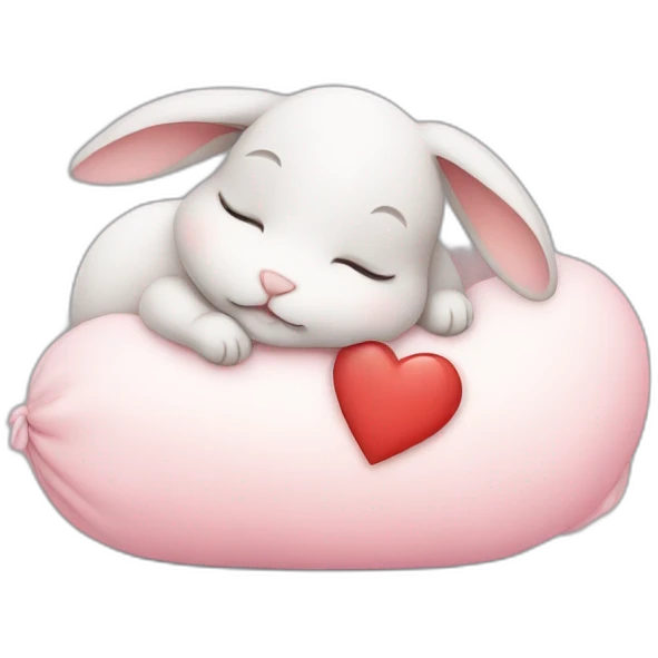 baby rabbit sleeping with heart emoji