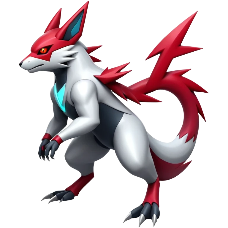 Modern Cyber Zangoose-Zoroark-Fakémon-creature, full body emoji