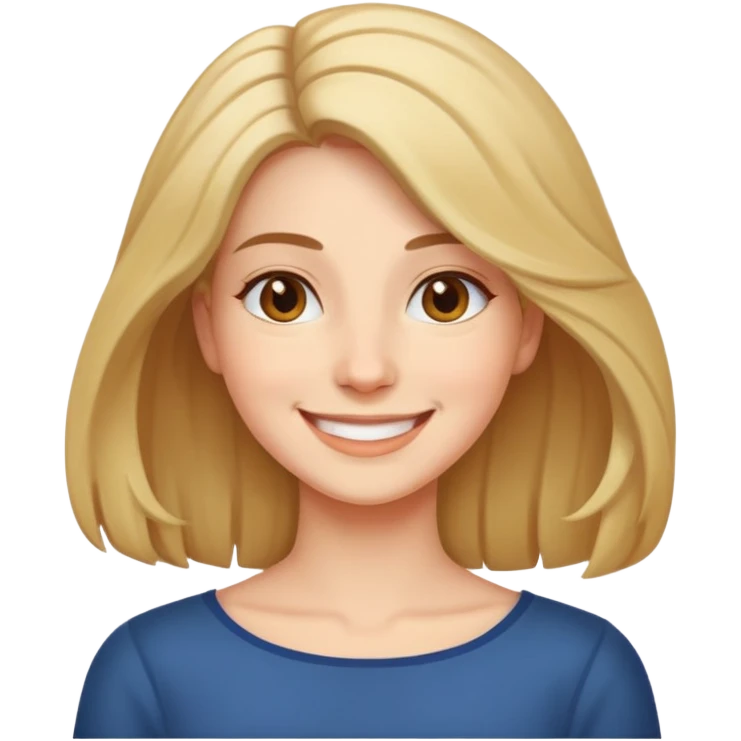 A woman with shoulder length hair, smiling warmly emoji
