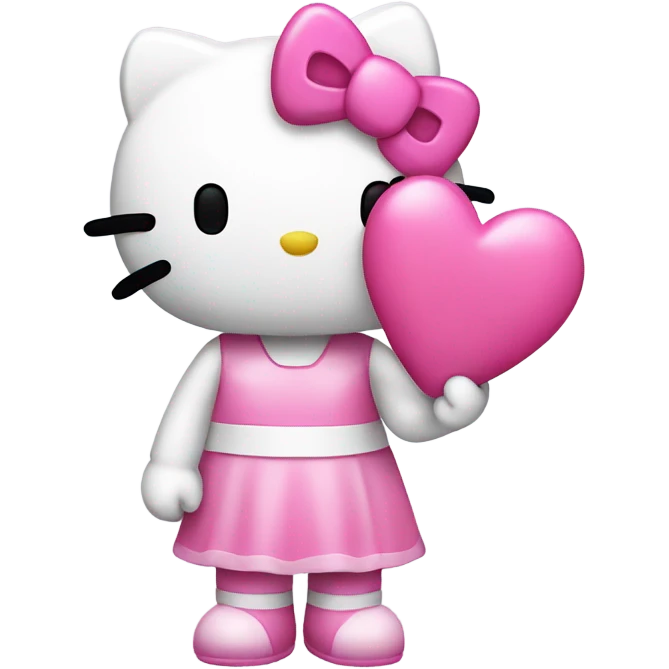 hello kitty holding a pink heart emoji