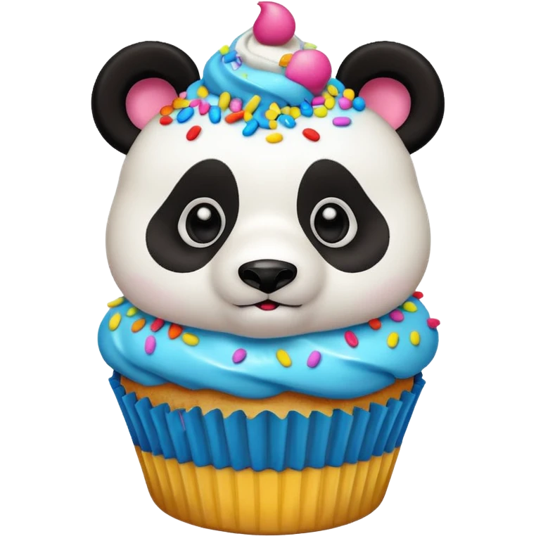 Surprised Panda with a cupcake emoji