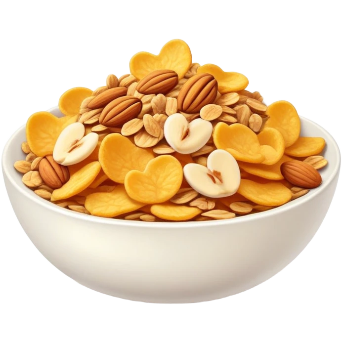 bowl of Cornflakes with almonds and granola emoji