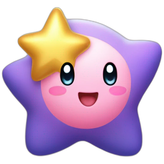 cute happy Kirby with a golden star emoji