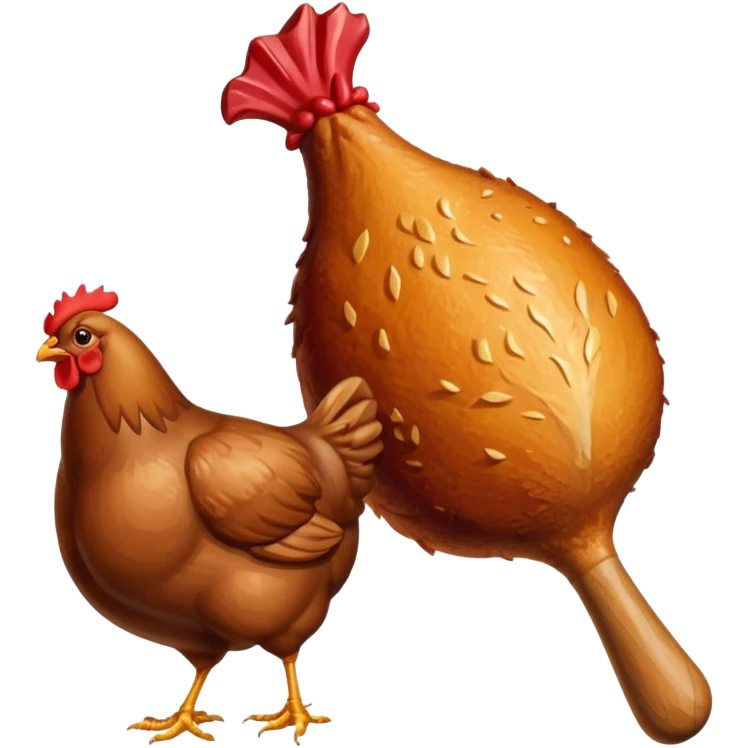 a steak shape beside a stylized chicken drumstick emoji