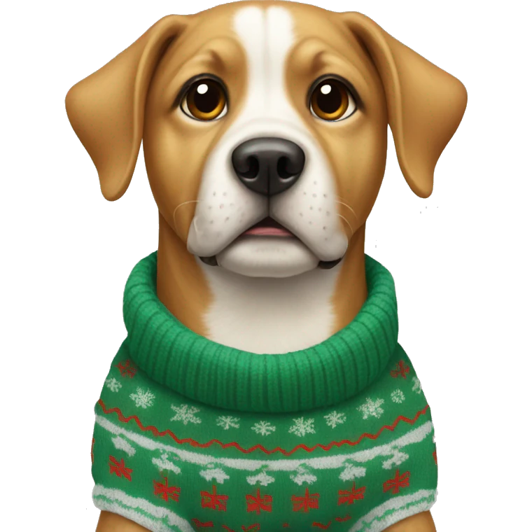 Dog with chistmass sweter emoji