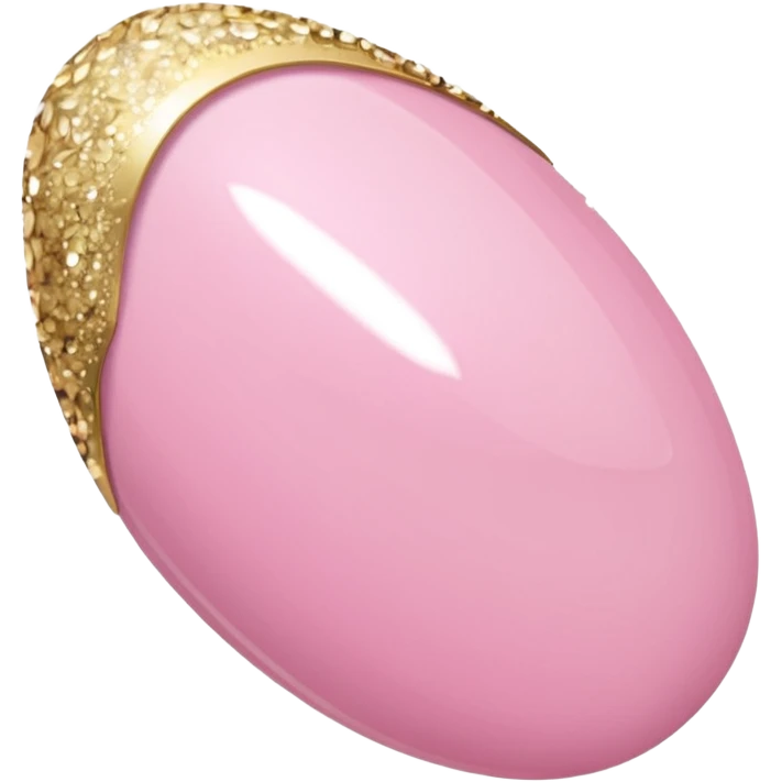 Short almond nails that are pink with gold  emoji