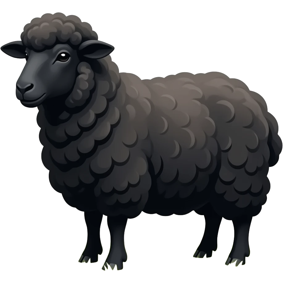 a black sheep who is loney and is feeling unwanted by the family emoji