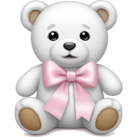 Baby white teddy bear with light pink bow emoji