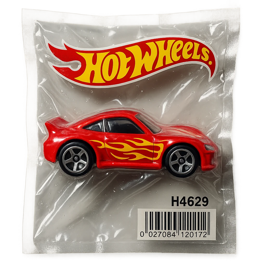 Hot Wheels toy car, glossy and puffy, vacuum-sealed style emoji