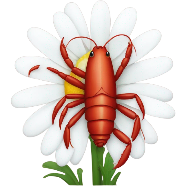 Crawfish holding a daisy emoji