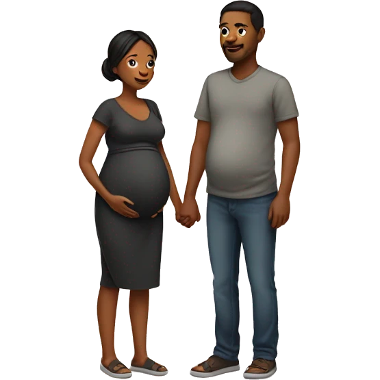 A pregnant woman with her husband  emoji