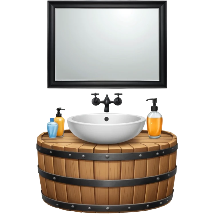 sink on a barrel bathroom with mirror emoji